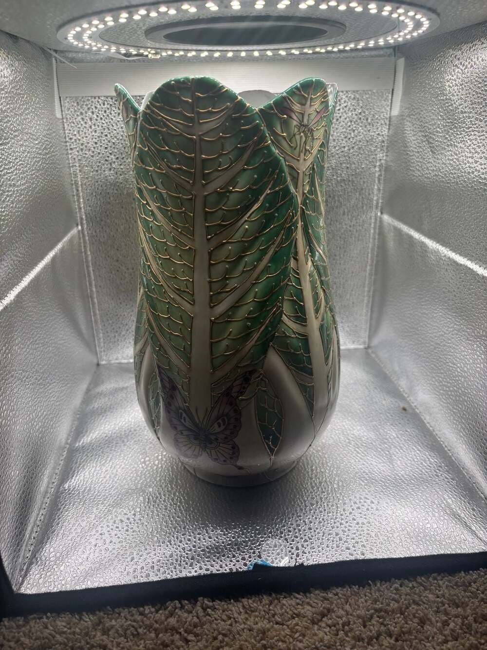 Chinese Porcelain Cabbage Leaf and Butterfly Vase